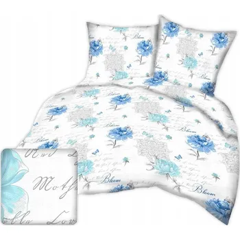 Povlečení Sada Povlečení 160x200 bavlna 2x70/80 motýli Pivoňky modrá