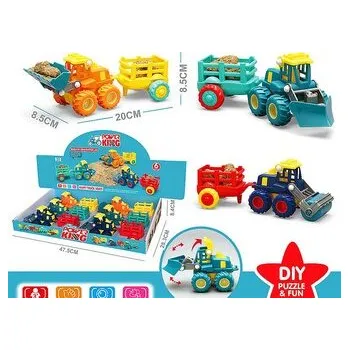 autíčko Stavební vozidlo s přívěsem 20x8,5x8,5cm,displej 6ks; 48,5 x 29 x 8,5 cm