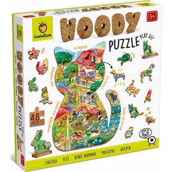 Dřevěná hračka LUDATTICA: DŘEVĚNÉ OBRYSOVÉ puzzle – DOMÁCÍ ZVÍŘATA 22877