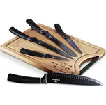 BERLINGERHAUS Sada nožů s nepřilnavým povrchem + prkénko 6 ks Black Rose Collection BH-2550