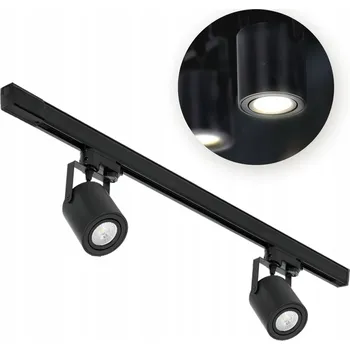Bodové svítidlo Černý 3fázový lištový systém 2x Reflektor na GU10 + 1m lišta Kompletní sada