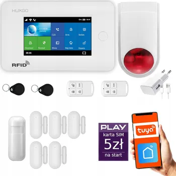 Sada domovního alarmu Bezdrátový alarm GSM + WiFi s aplikací TUYA, HUXGO HXA006