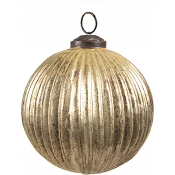 Vánoční ozdoba Zlatá skleněná vánoční koule s proužky a oděrkami Noella XS - 8 cm