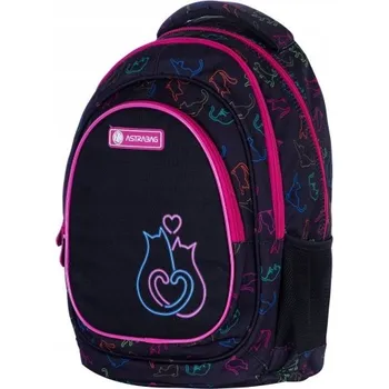 Školní batoh vícekomorový Astra černý, růžový, vícebarevný 20 l