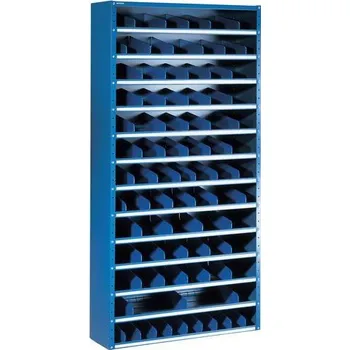 Skříňka na nářadí Kovový regál s děliči Manutan Expert, 198 x 100 x 40 cm, 12 polic, modrý + Prodloužená záruka na 10 let
