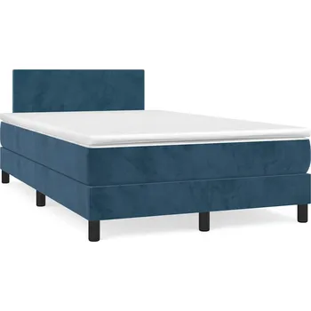 Postel vidaXL Box spring postel s matrací a LED 120x190 cm samet [3270142] Barva: Tmavě moddrá
