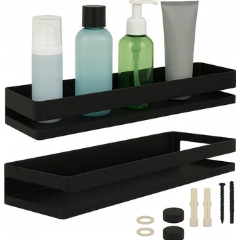 police KOUPELNOVÁ POLICE ZÁVĚSNÁ ČERNÁ DO SPRCHY KUCHYŇSKÁ LOFT 30 cm