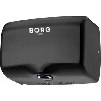Vysoušeč rukou Ocelový osoušeč rukou BORG Breva 1350W Černý, výkonný, sušení za 11 sekund