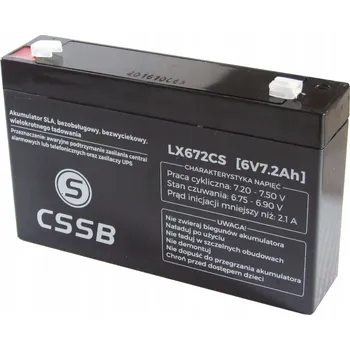 Záložní baterie Akumulátor AGM 6V 7,2Ah CSSB (kapacita 7 Ah) pro autíčko, váha UPS, solární alarm