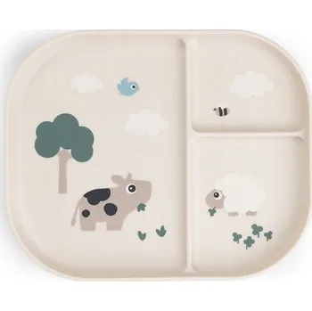 Talíř Done by Deer Talíř s přihrádkami Foodie Tiny Farm Sand