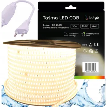 LED páska SADA LED pásek SMD 220V 230V 30m 4000K BÍLÁ NEUTRÁLNÍ NAPÁJECÍ ZDROJ IP67