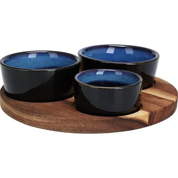 EXCELLENT HOUSEWARE Servírovací misky s kulatým podnosem sada 4 ks modrá KO-278000710modr