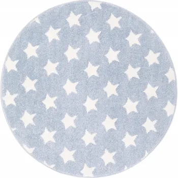 Koberec KOBEREC KULATÝ PRO DĚTI DĚTSKÝ KIDS 417 HVĚZDIČKY MODRÝ Kruh Průměr 120 cm
