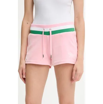 Dámské kraťasy Kraťasy Juicy Couture VELOUR STRIPE BOOTY SHORT dámské, růžová barva, high waist, JCWHS225354 03X, vel. M