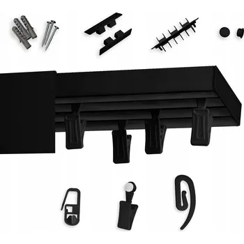 Obraz Trojitá stropní lišta ČERNÁ PVC s krytem 150 cm