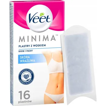 Přípravek na depilaci a epilaci Depilační pásky VEET MINIMA Podpaží a linie bikin, pro HYDRATOVANOU a PEVNOU POKOŽKU, 16 ks