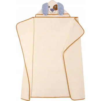 DUET BABY FROTÉ OSUŠKA S KAPUCÍ BÉŽOVÁ PEJSEK 120X100