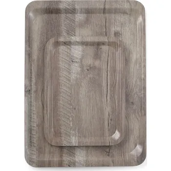 Tác servírovacís melaminovým laminátem se vzorem dřeva, AmerBox, Tmavé dřevo, 370x530mm