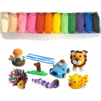 Modelovací hmota PĚNOVÁ PLASTELÍNA MODELOVACÍ HMOTA 12 BAREV + ŠPACHTLE DpCraft polymerová modelovací hmota