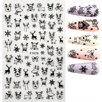 samolepka 3D Samolepky na nehty Zimní sněhové vločky Vánoční hvězdy R217