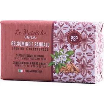 Koupelová kosmetika ITERITALIA rostlinné mýdlo s olivovým olejem a bambuckým máslem - jasmín a santálové dřevo, 175 g
