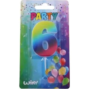 Dortová svíčka Dortová narozeninová svíčka číslice 6 DUHA