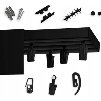 Obraz PVC stropní lišta černá, tříkolejnicová s krytem 9 Cm, 120 cm