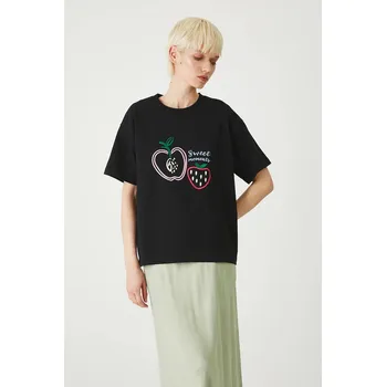 Dámské tričko Bavlněné tričko Medicine dámské, černá barva RS25.TSDB08 99X, vel. XS