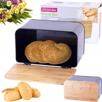 chlebník Chlebník s prkénkem Kamille šedý ocel