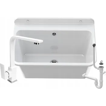 Granitový dřez Dřez do prádelny TECHNICKÝ DŘEZ dřez průmyslový SADA KOHOUTEK LARGE