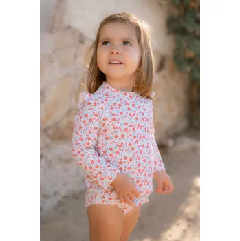Kojenecké plavky LITTLE DUTCH plavecké tričko dlouhý rukáv SUNNY FLOWERS Velikost: 98/104 UPF 50+