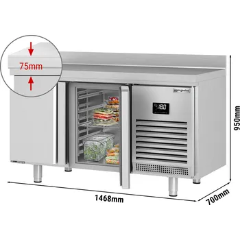 Lednice G.Gastro Chladicí stůl Premium PLUS - 1468x700mm - se 2 dveřmi a obkladovým panelem