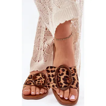 Dámské sandále Boto Dámské Ploché Pantofle S Ozdobnou Přezkou Leopard Luwam Boto černá | hnědá | kaki | vícebarevná | vícebarevná 3336301