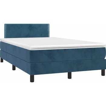 Postel vidaXL Box spring postel s matrací a LED 120 x 190 cm samet [3270149] Barva: Tmavě moddrá