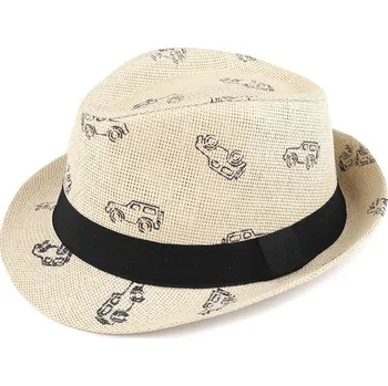 Klobouk Dětský letní klobouk / slamák auta - 7 (vel. 52) přírodní sv.