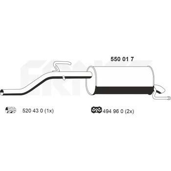 Výfukový systém Zadní tlumič výfuku ERNST 550017