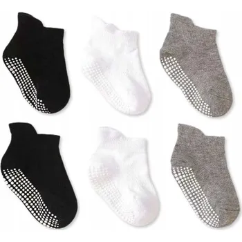 Dámské ponožky Sada 6 párů Ponožky kotníkové ponožky hladkých bavlněných s ABS protiskluzem, velikost 12-36 měsíců