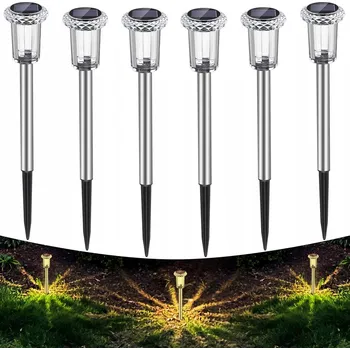 Venkovní osvětlení Solární lampa zapichovací AUTING stříbrná 32 cm 6 ks