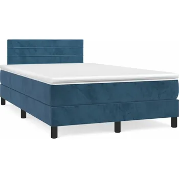 Postel vidaXL Box spring postel s matrací 120 x 190 cm samet [3269844] Barva: Tmavě moddrá
