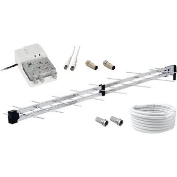 Televizní anténa Antenní komplet SAPRO 24dB DVB-T2 pro 2 TV, LTE