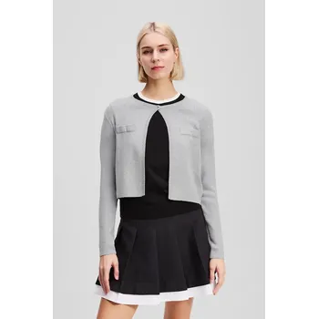 Dámský svetr Kardigan s příměsí vlny Karl Lagerfeld IKON dámský, šedá barva, A3W18033 90X, vel. L