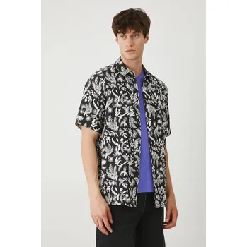 Pánská košile Košile s příměsí lnu Medicine pánská, černá barva, regular, s klasickým límcem RS25.KKM092 99A, vel. L