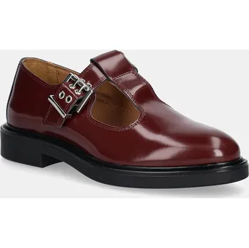 Dámské polobotky Kožené polobotky Bianco BIAADDA dámské, vínová barva, na plochém podpatku, 11251971 93X, EUR 37