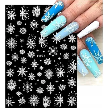 samolepka 3D Samolepky na nehty Zimní sněhové vločky Vánoční hvězdy R210