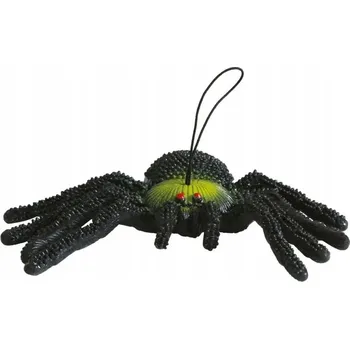 Party dekorace HALLOWEENSKÁ DEKORACE PAVOUK ČERNÝ ZELENÝ HALLOWEEN PAVOUČEK 8 X 13 CM