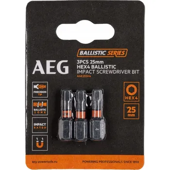 Bit Zesílené balistické bity 25mm HEX 4 SDriver 3 ks AEG AAK253H4