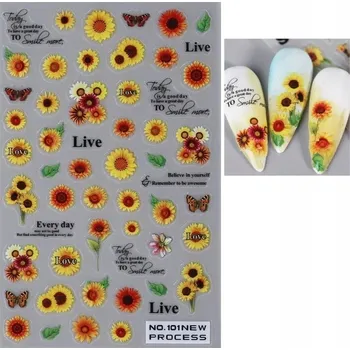 samolepka 3D květinové Samolepky na nehty se slunečnicí R175