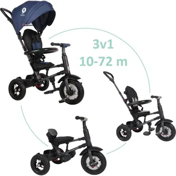 Výuková hračka QPLAY Tříkolka Rito air gel (Rubber) Blue, věk 10-72 měsíců