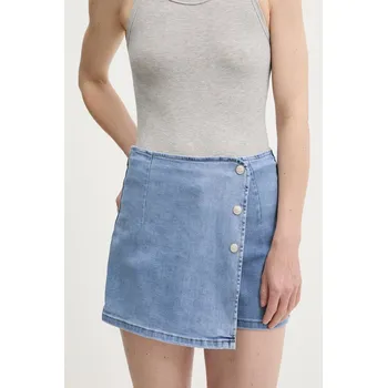 Dámská sukně Džínová kalhotová sukně Answear.LAB modrá barva, hladká, high waist A315.hos 55J, vel. L