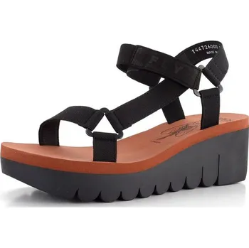 Dámské sandále Fly London páskové sandály na klínu černé Yefa P144726000 - 38 | P685371